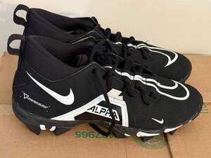Nike Alpha Menace 3 Shark Mid Football Cleats Black White CV0582-001